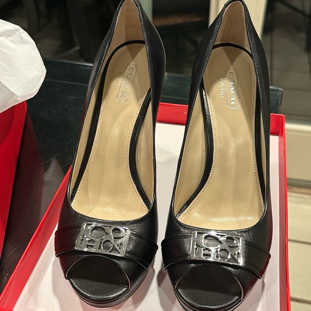 Coach Peep toe Heels size 8